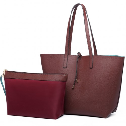 Miss Lulu Reversible Contrast Shopper Tote Bag - Stylish & Versatile Coffee Bag - BEYRUN