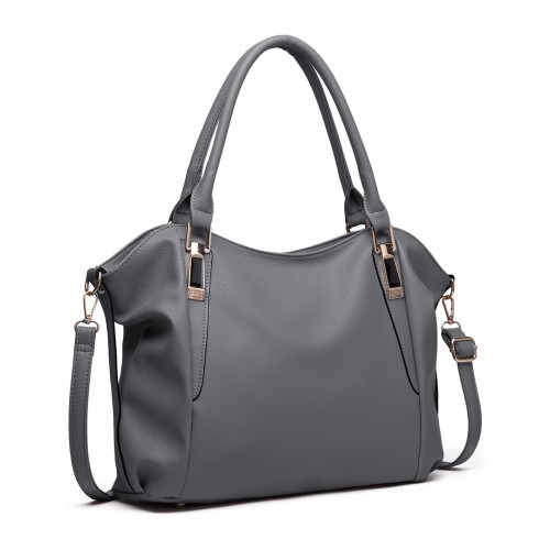 Miss Lulu Soft Leather Elegant Simple Shoulder Bag - Dark Grey | Stylish & Versatile Handbag - BEYRUN