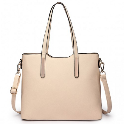 Miss Lulu Three Piece Tote Shoulder Bag And Clutch - Beige | Stylish & Versatile Bag Set - BEYRUN