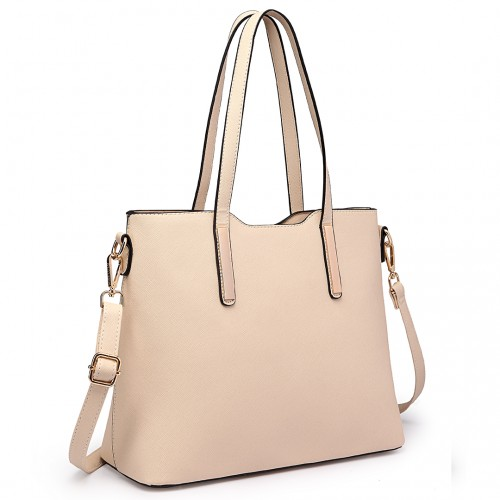 Miss Lulu Three Piece Tote Shoulder Bag And Clutch - Beige | Stylish & Versatile Bag Set - BEYRUN