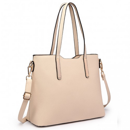 Miss Lulu Three Piece Tote Shoulder Bag And Clutch - Beige | Stylish & Versatile Bag Set - BEYRUN