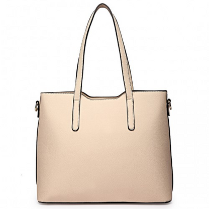 Miss Lulu Three Piece Tote Shoulder Bag And Clutch - Beige | Stylish & Versatile Bag Set - BEYRUN