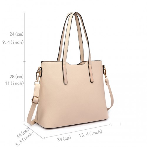 Miss Lulu Three Piece Tote Shoulder Bag And Clutch - Beige | Stylish & Versatile Bag Set - BEYRUN