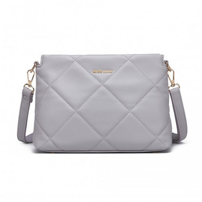 Miss Lulu PU Leather Rhombus Shoulder Bag - Elegant Light Grey Designer Purse for Every Occasion - BEYRUN