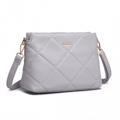 Miss Lulu PU Leather Rhombus Shoulder Bag - Elegant Light Grey Designer Purse for Every Occasion - BEYRUN