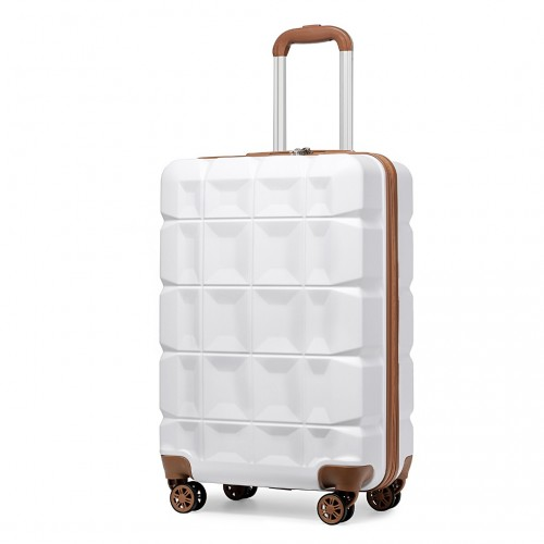 Kono 20 Inch Lightweight Hard Shell ABS Luggage Cabin Suitcase With TSA Lock - White - Durable & Stylish Travel Companion - BEYRUN