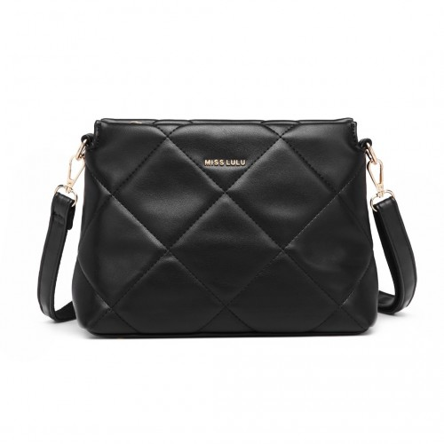 Miss Lulu Black PU Leather Rhombus Shoulder Bag | Stylish & Durable Handbag for Women - BEYRUN