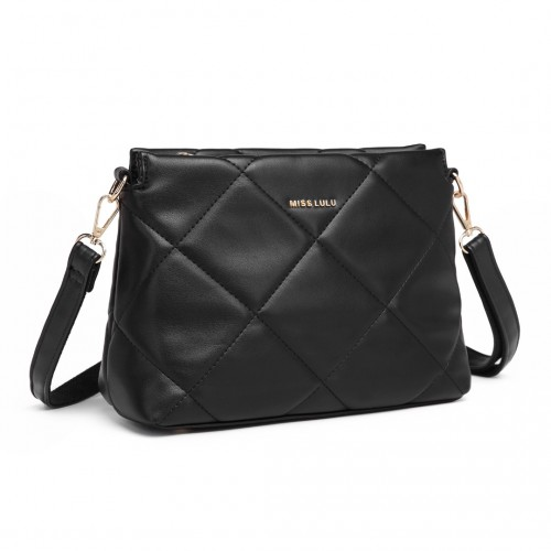 Miss Lulu Black PU Leather Rhombus Shoulder Bag | Stylish & Durable Handbag for Women - BEYRUN