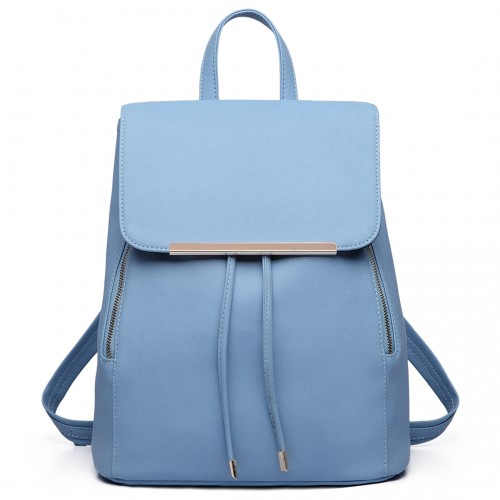 E1669 - Miss Lulu Faux Leather Stylish Fashion Backpack - Light Blue - BEYRUN