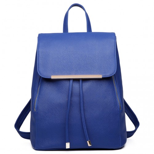 E1669 - Miss Lulu Faux Leather Stylish Fashion Backpack - Navy - BEYRUN