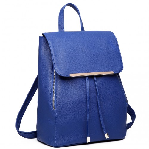 E1669 - Miss Lulu Faux Leather Stylish Fashion Backpack - Navy - BEYRUN