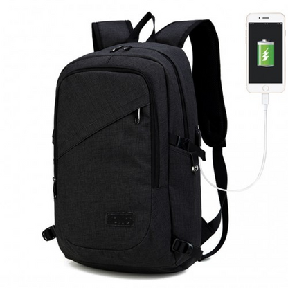 E6715 - Kono Business Laptop Backpack with USB Charging Port - Black - BEYRUN