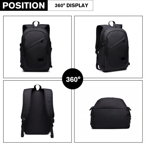 E6715 - Kono Business Laptop Backpack with USB Charging Port - Black - BEYRUN