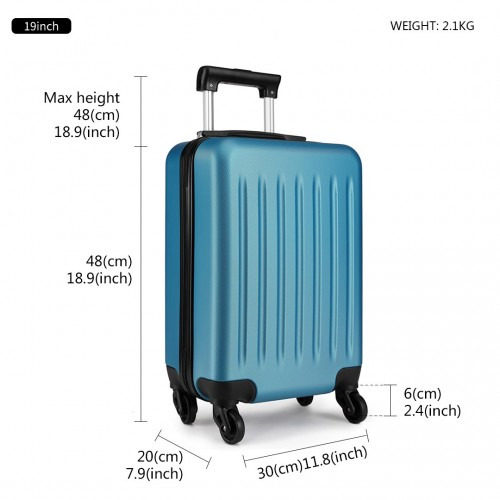 Kono 19 Inch Navy ABS Hard Shell Carry-On Luggage - 4 Wheel Spinner Suitcase - BEYRUN