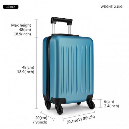 Kono 19 Inch Navy ABS Hard Shell Carry-On Luggage - 4 Wheel Spinner Suitcase - BEYRUN