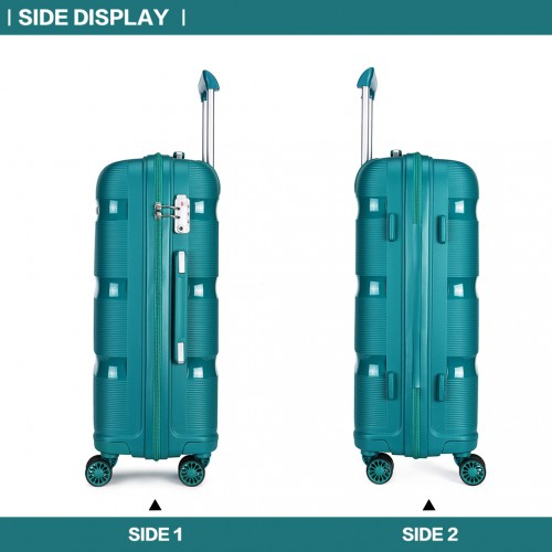 Kono Bright Hard Shell PP Suitcase Set - 3 Pieces - Blue/Green - Classic Collection - BEYRUN