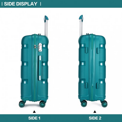 Kono Bright Hard Shell PP Suitcase Set - 3 Pieces - Blue/Green - Classic Collection - BEYRUN