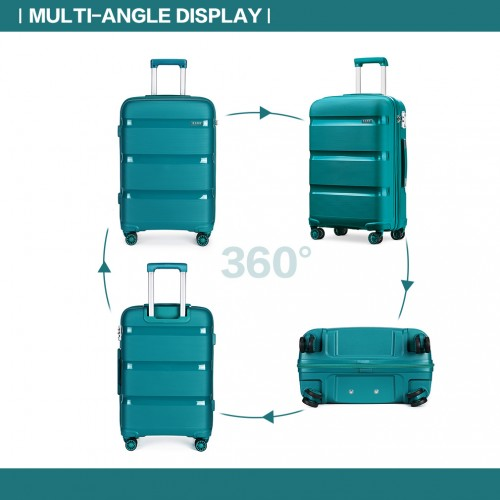 Kono Bright Hard Shell PP Suitcase Set - 3 Pieces - Blue/Green - Classic Collection - BEYRUN