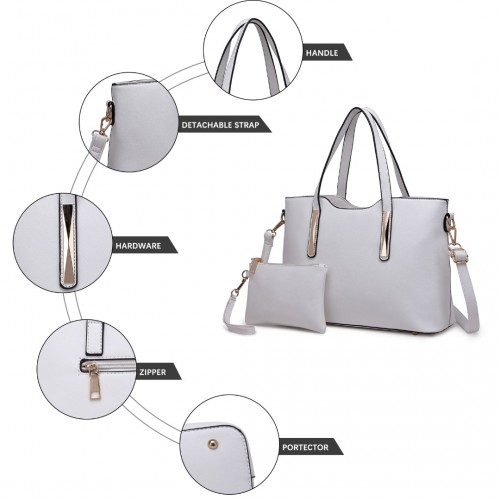 Elegant Miss Lulu PU Leather Handbag & Purse - White | Women's Stylish Tote with Adjustable Strap, Multiple Compartments, & Gold Tone Hardware - BEYRUN