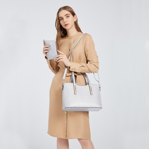 Elegant Miss Lulu PU Leather Handbag & Purse - White | Women's Stylish Tote with Adjustable Strap, Multiple Compartments, & Gold Tone Hardware - BEYRUN