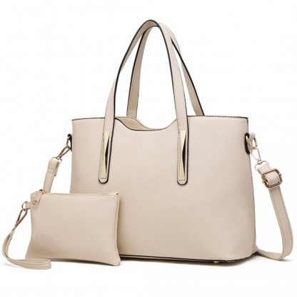 Miss Lulu PU Leather Handbag & Purse - Elegant Beige Tote with Adjustable Strap for Everyday Use - BEYRUN