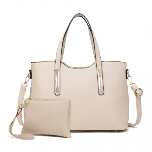 Miss Lulu PU Leather Handbag & Purse - Elegant Beige Tote with Adjustable Strap for Everyday Use - BEYRUN