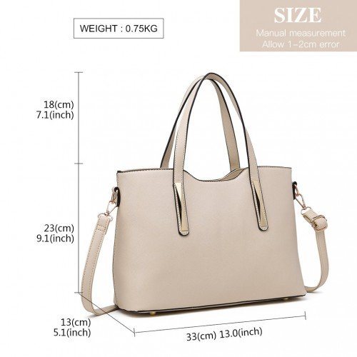 Miss Lulu PU Leather Handbag & Purse - Elegant Beige Tote with Adjustable Strap for Everyday Use - BEYRUN