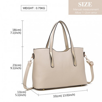 Miss Lulu PU Leather Handbag & Purse - Elegant Beige Tote with Adjustable Strap for Everyday Use - BEYRUN