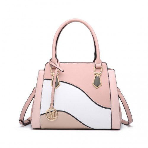 Miss Lulu Pretty Colour Combination Leather Handbag Tote Bag - Pink | Stylish & Versatile Women's Purse - BEYRUN