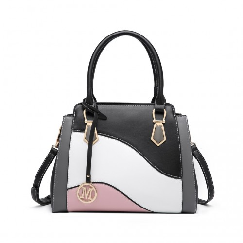 Miss Lulu Pretty Colour Combination Leather Handbag Tote Bag - Black | Elegant, Versatile PU Leather Handbag - BEYRUN