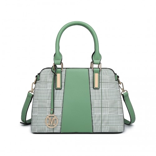 Miss Lulu Gingham Plaid Panel Shoulder Bag - Green | Stylish & Versatile Women's Handbag - BEYRUN