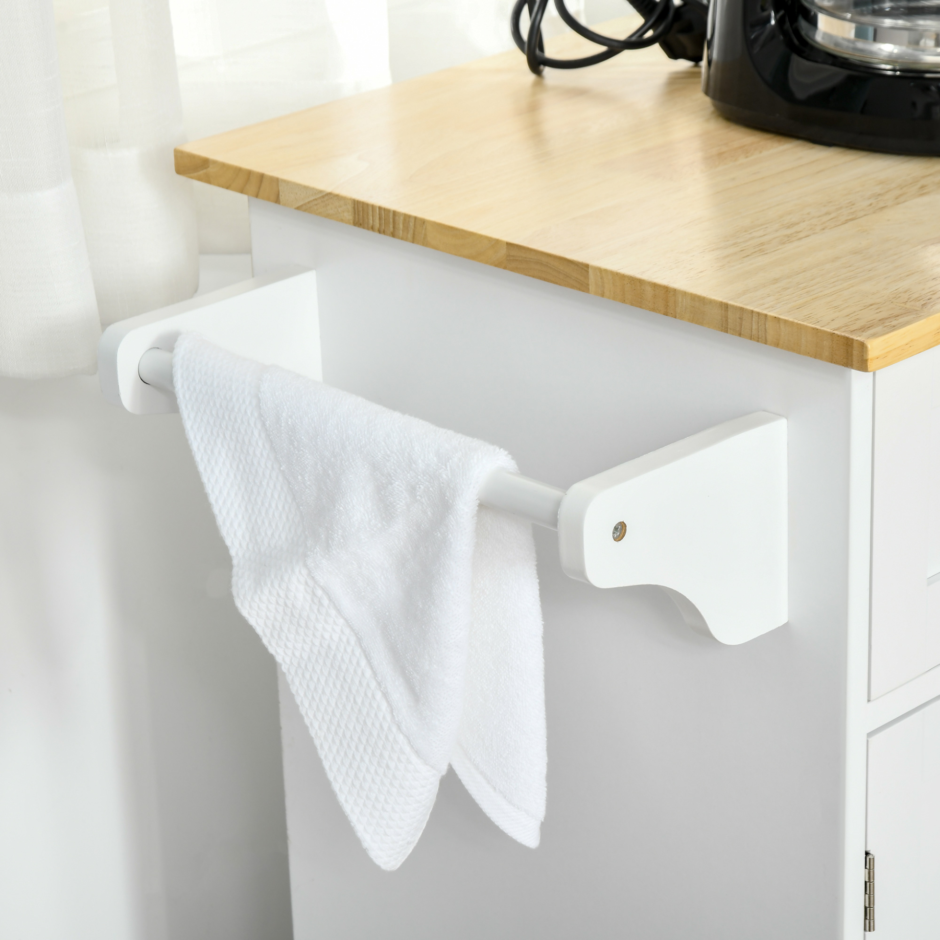 HOMCOM Kitchen Island Utility Cart: Multi-Storage with Drawers & Cabinets, Sleek White Design - BEYRUN