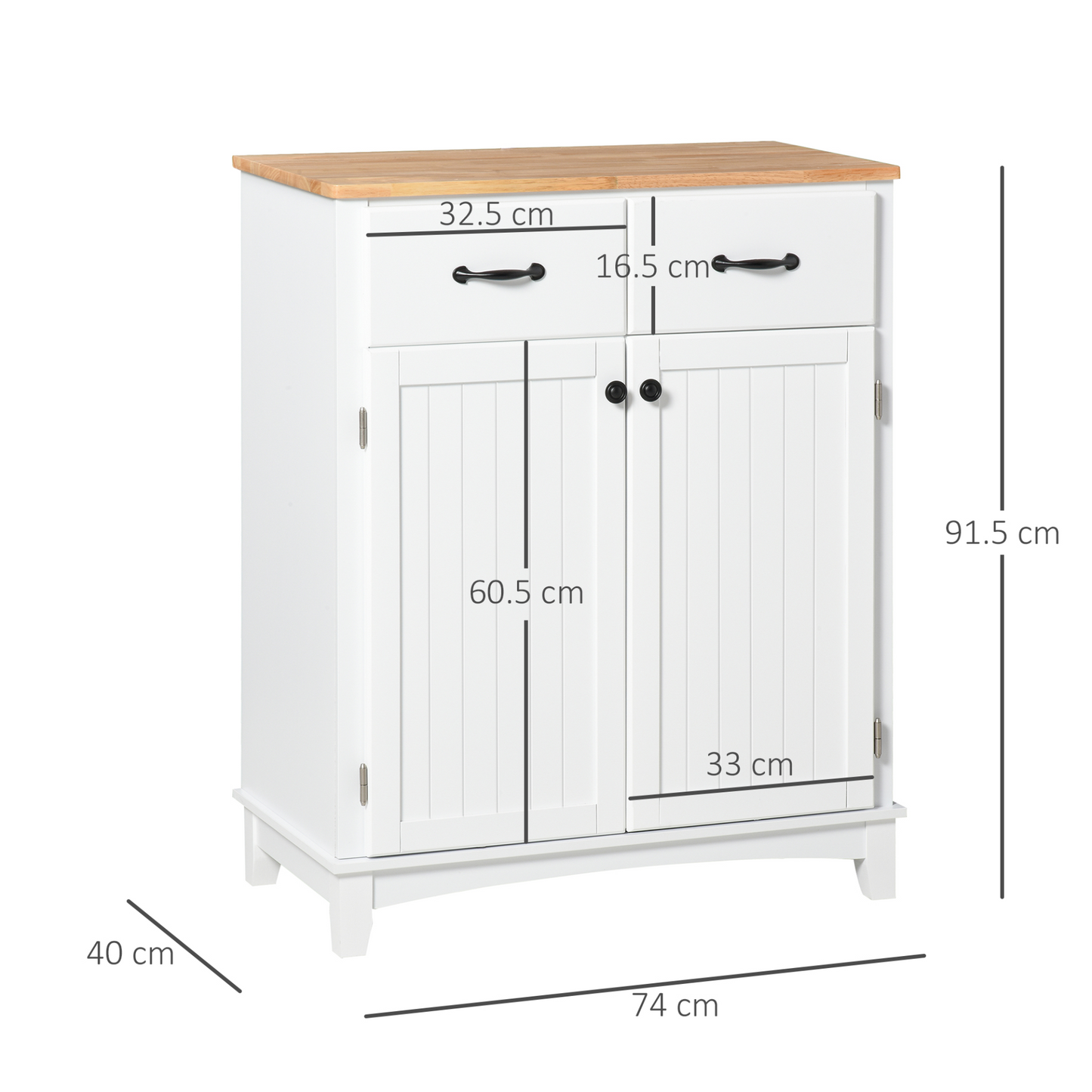 HOMCOM Modern Kitchen Cupboard – Stylish White Wooden Storage Cabinet with Drawers for Living & Dining Room - BEYRUN