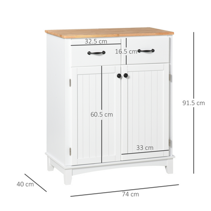 HOMCOM Modern Kitchen Cupboard – Stylish White Wooden Storage Cabinet with Drawers for Living & Dining Room - BEYRUN