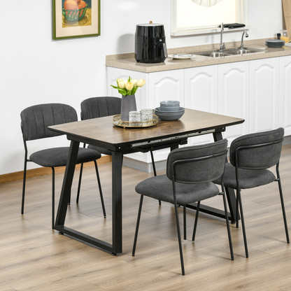 HOMCOM Extendable Dining Table - Rectangular Wood Effect, Steel Frame, Seats 4-6 - Ideal for Kitchen & Dining Room - BEYRUN