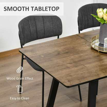 HOMCOM Extendable Dining Table - Rectangular Wood Effect, Steel Frame, Seats 4-6 - Ideal for Kitchen & Dining Room - BEYRUN