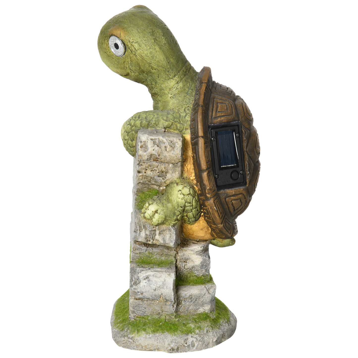 Outsunny Vivid Tortoise Art Sculpture with Solar LED Light - Colorful Garden Statue for Porch or Lawn - BEYRUN