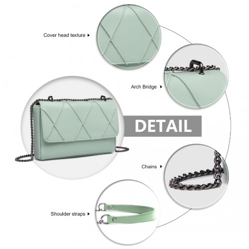 Miss Lulu Rhombus Flap Chain Shoulder Bag - Green | Stylish & Practical - BEYRUN