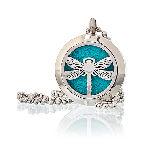 Dragonfly 25mm Aromatherapy Diffuser Necklace | Stainless Steel Locket with 10 Color Pads - BEYRUN