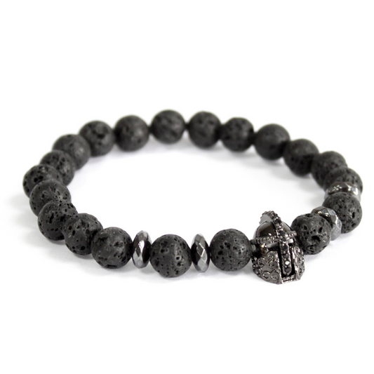 Knight's Helmet Lava Stone Gemstone Bracelet - Unisex, Mystical, & Grounding - BEYRUN