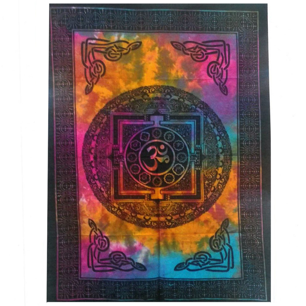 Cotton Wall Art - Sacred OM | Vibrant Indian Traditional Tapestry - BEYRUN