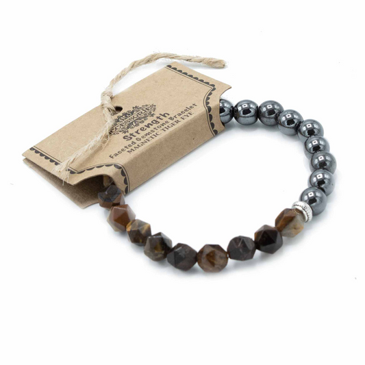 Faceted Gemstone Bracelet - Magnetic Tiger Eye - BEYRUN