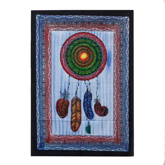 Handbrushed Cotton Wall Art - Dreamcatcher | Vibrant Indian Designs | 115cm x 75cm - BEYRUN