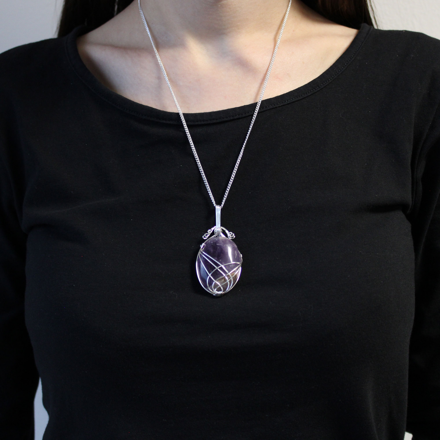 Swirl Wrapped Gemstone Necklace - Amethyst | Elegant & Healing Jewelry - BEYRUN