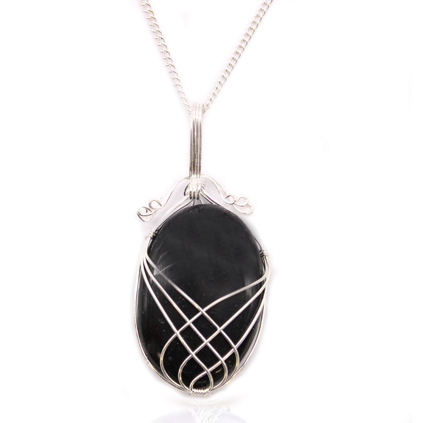 Swirl Wrapped Gemstone Necklace - Black Onyx | Unique Design, Inner Strength Stone - BEYRUN