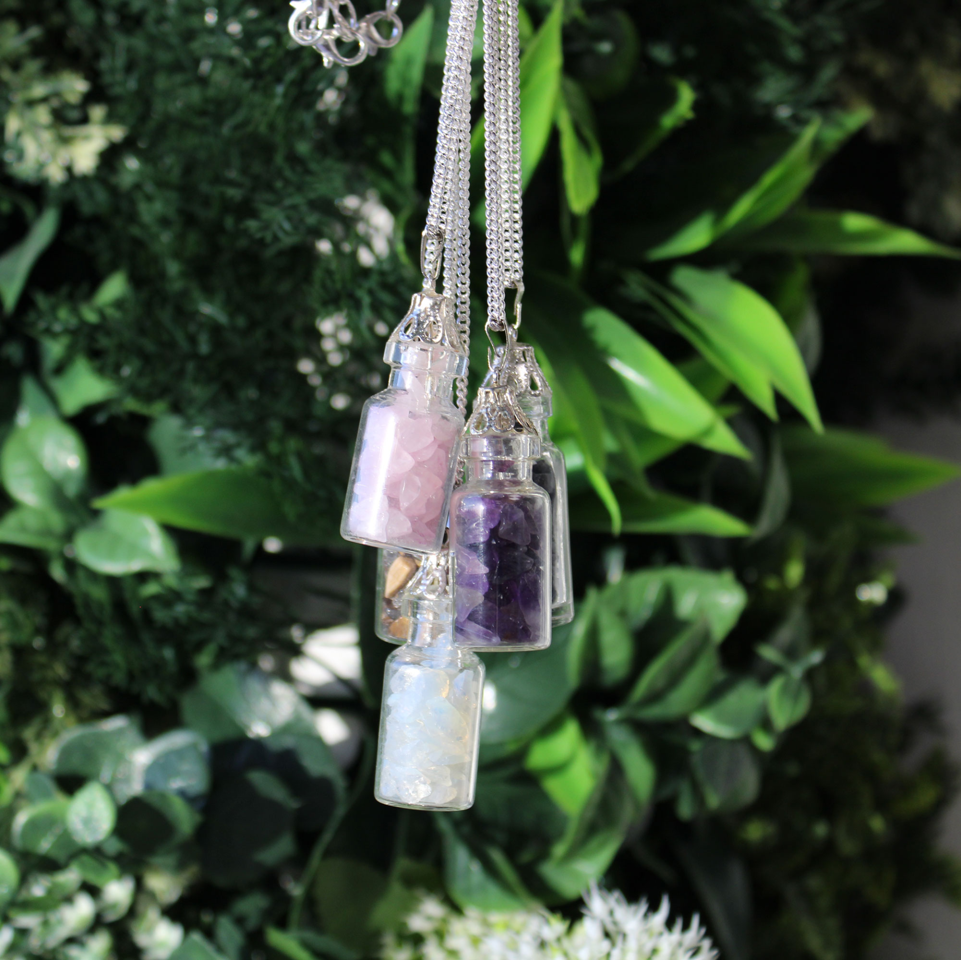 Enchanting Bottled Gemstones Necklace - Rose Quartz | Perfect Gift for Her - BEYRUN