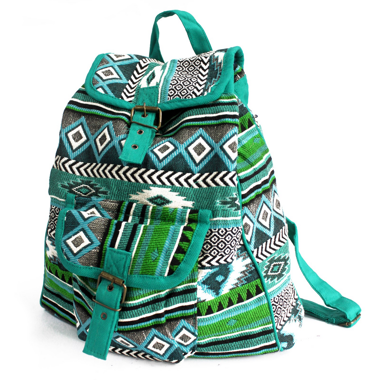 Jacquard Bag - Teal Backpack | Stylish & Functional Travel Companion - BEYRUN