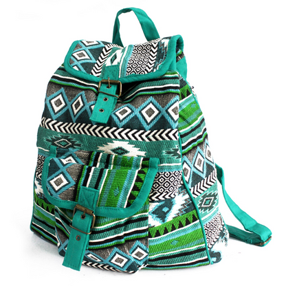 Jacquard Bag - Teal Backpack | Stylish & Functional Travel Companion - BEYRUN