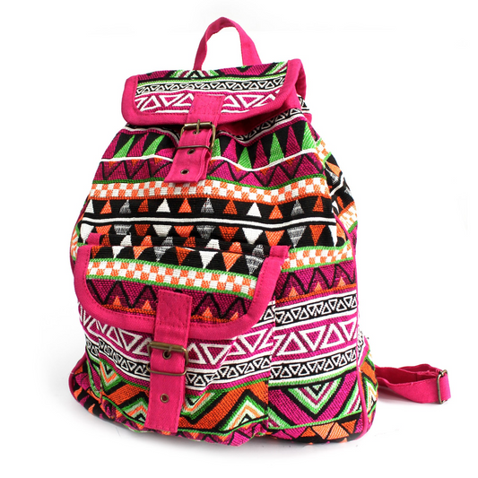 Jacquard Bag - Pink Backpack | Stylish Ethnic Design | Perfect for Travel & Everyday Use - BEYRUN