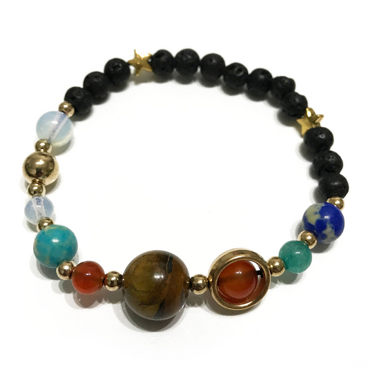 Lava Stone Bracelet - Gold Solar System | Celestial Jewelry | Buy Now - BEYRUN